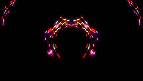animated round shape of multicolor flashing lights, on a black background