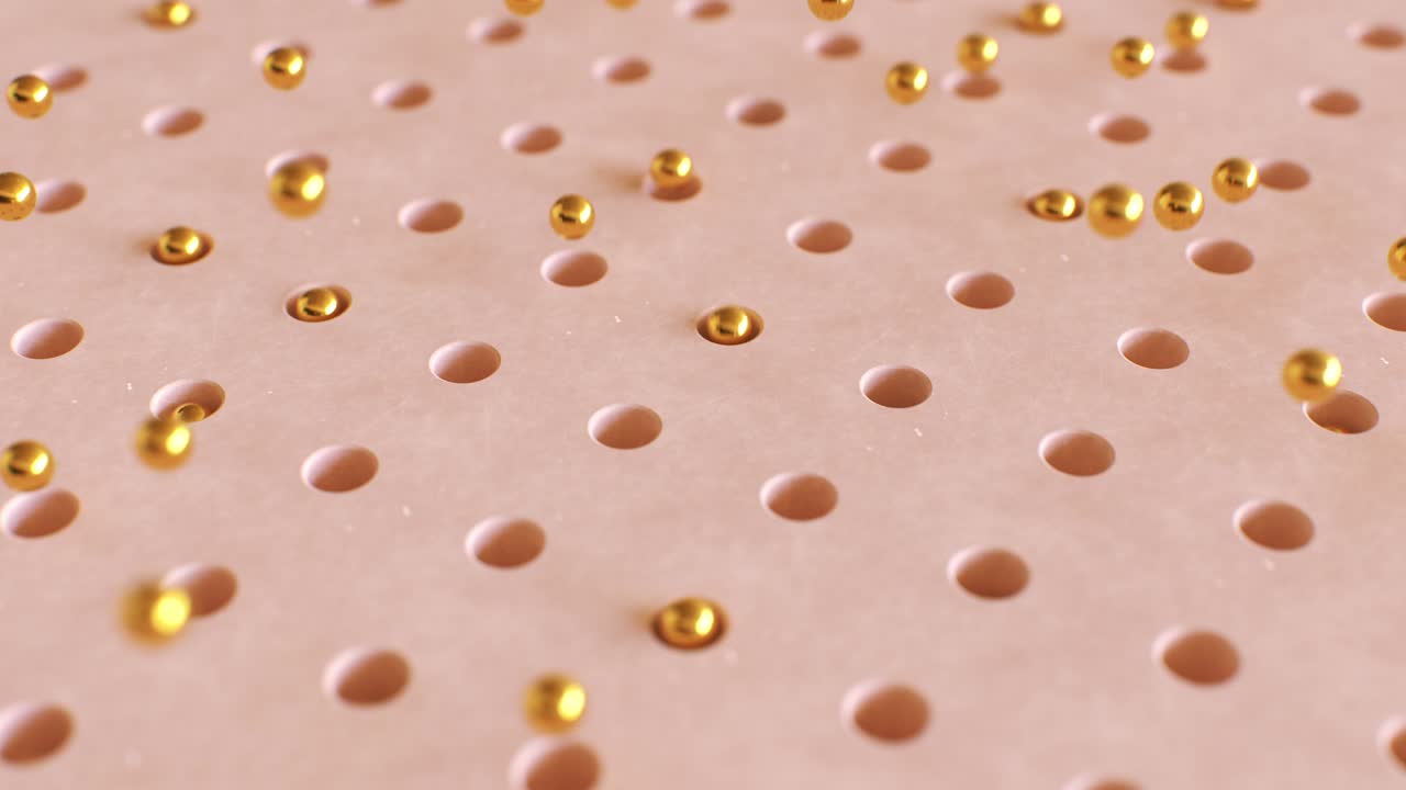 추상적인 금 공을 루핑하는 배경 3d 렌더링