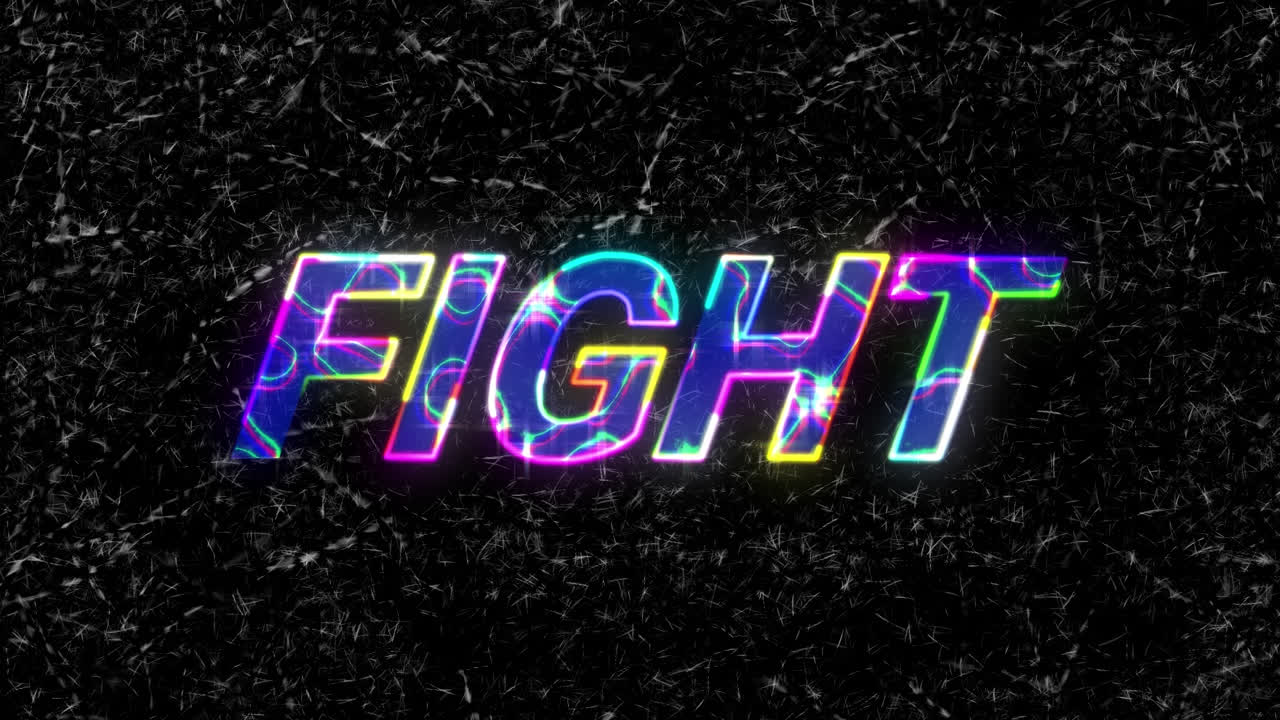 검은 바탕에 싸움 텍스트의 애니메이션