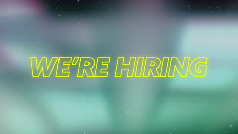 animation of we''re hiring text over stars