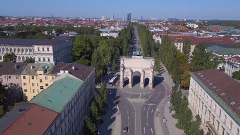 fantastic aerial top view flight victory gate city town munich germany bavarian, summer sunny blue sky day 23