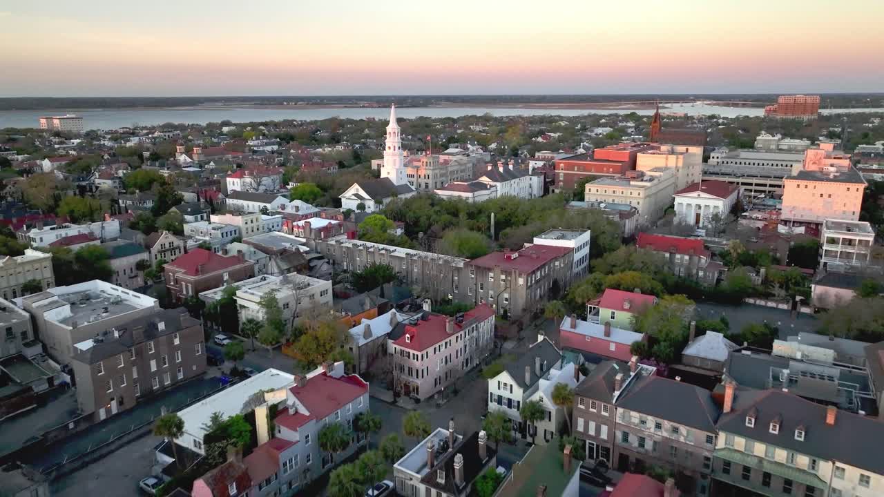 casas antiguas aéreas antes de la guerra en charleston sc, carolina del sur