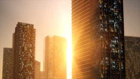 sunset-aerial-shot-of-skyscrapers-of-business-centre