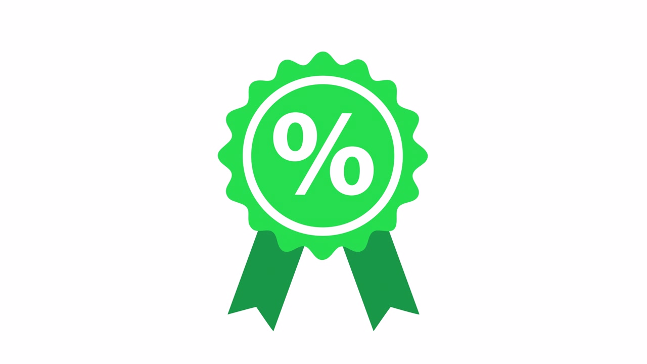 Grünes Prozent-Rabatt-Badge-Symbol auf weißem Hintergrund