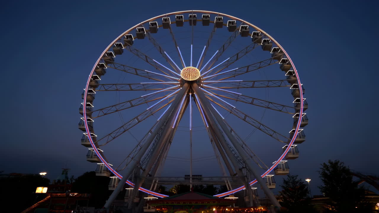 Ferris Wheel Lit Up at Night