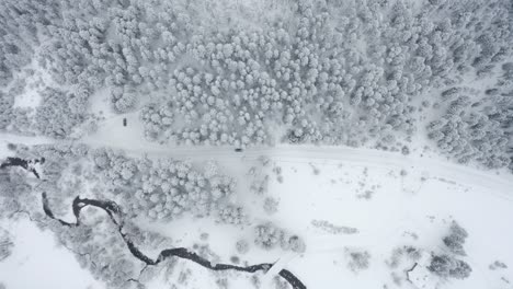 flying over a trailhead the morning after a big snowstorm