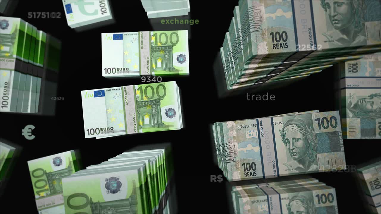 Euro und Brasilianischer Real Geldwechsel Loop-Animation