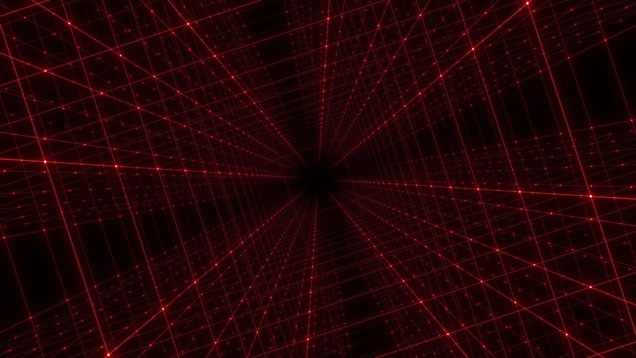 Red Glowing Grid Tunnel