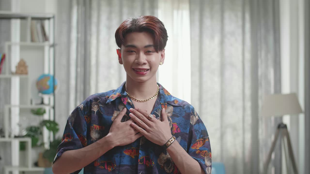 Asian Transgender Male Dancing While Shooting Video Content For Social Networks At Home