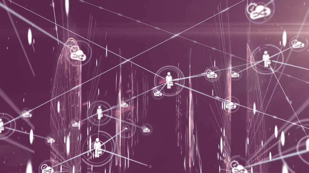 검은색 배경에 연결 네트워크의 애니메이션