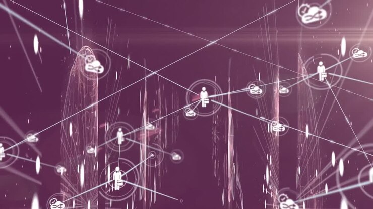 Animation of network of connections on black background