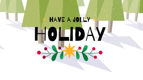 Animation-of-snow-falling-over-have-a-jolly-holiday-text