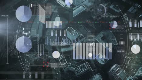 Animation-of-data-processing-with-city-in-background