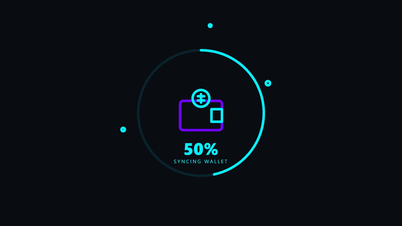 Digital Cryptocurrency Wallet Syncing Progress Animation