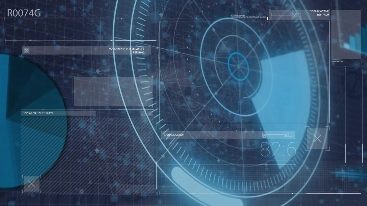 Futuristic Digital Radar Interface with Data Visualization