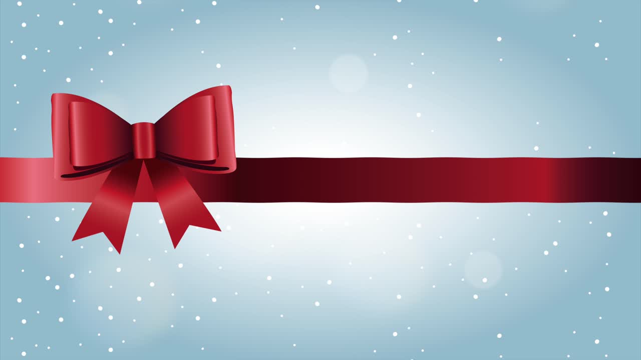 happy merry christmas card with ribbon bow