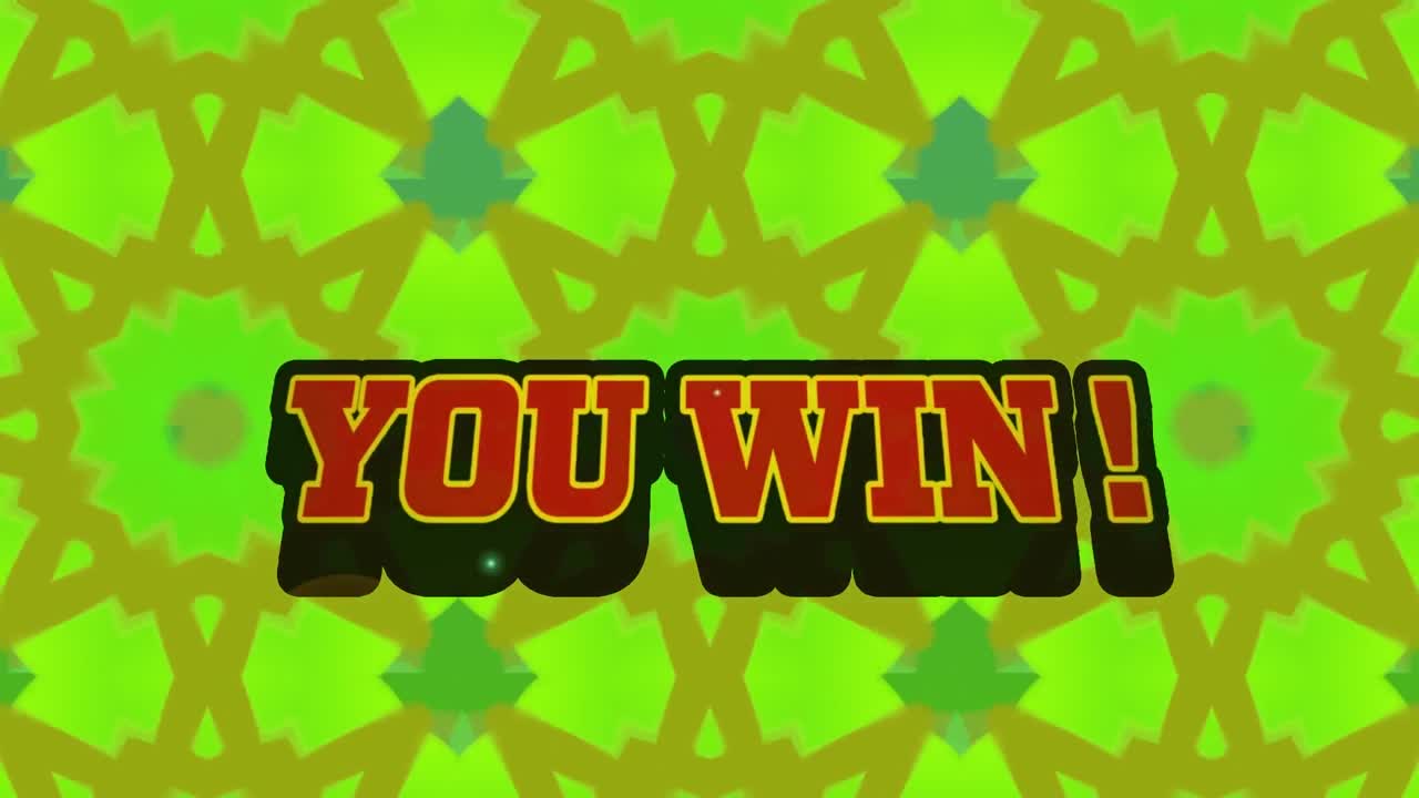 녹색 배경 위에 있는 win 텍스트의 애니메이션