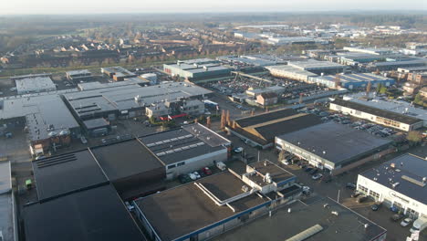 beautiful aerial of busy industrial area