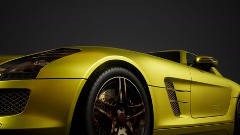 luxury sport car in dark studio with bright lights