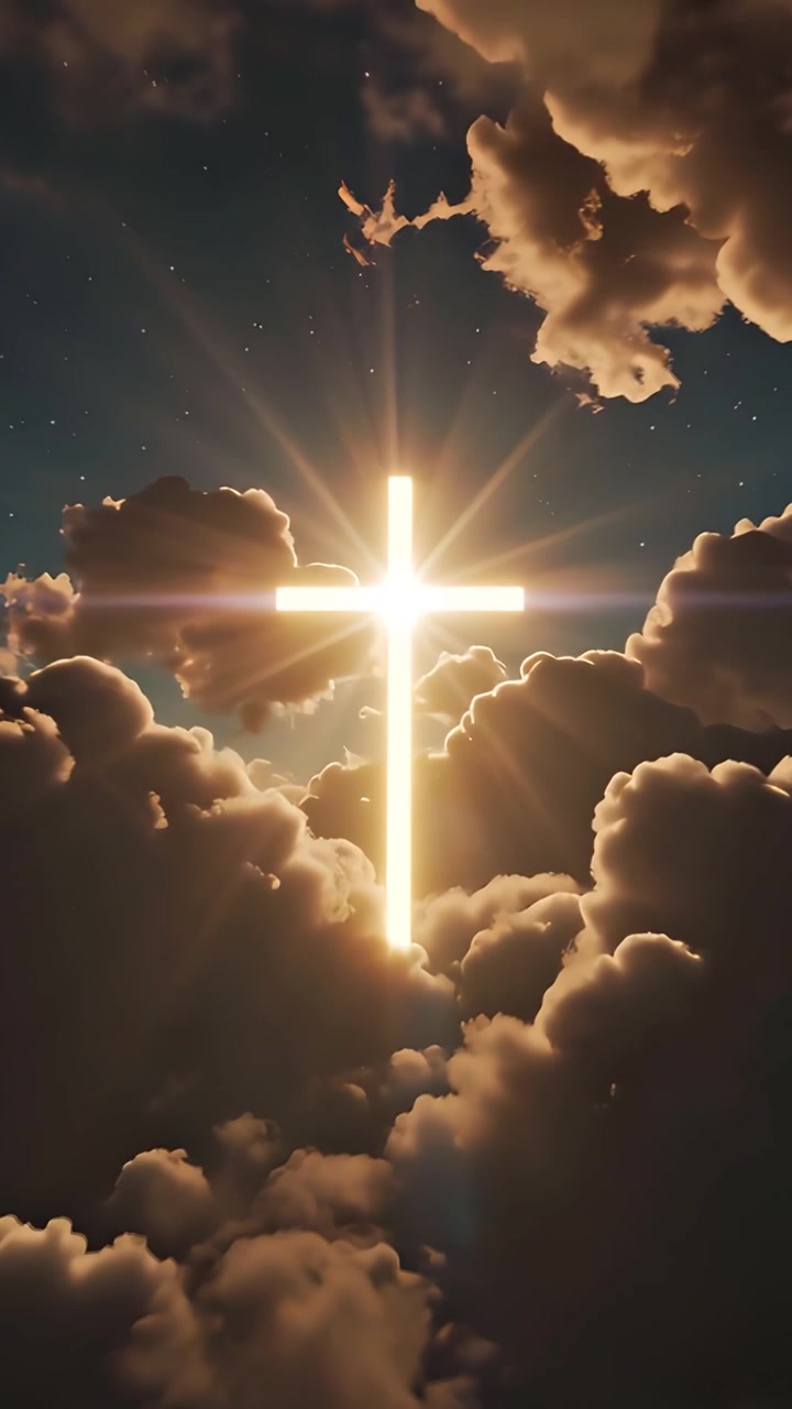 Sfondo per Adorazione 4K: Croce Cristiana e Luce Celeste