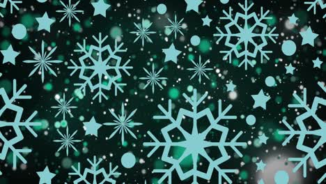 animación de copos de nieve sobre fondo negro con puntos