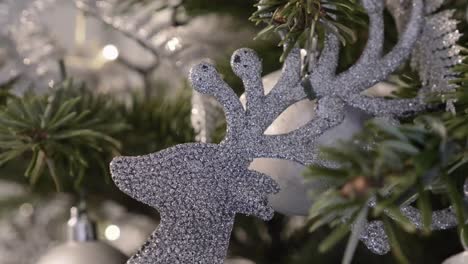 Close-Up-View-Of-Silver-Glitter-Reindeer-Decoration