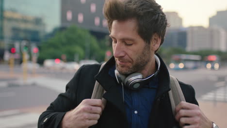 slow-motion-portrait-of-attractive-caucasian-man-in-city-street-smiling-enjoying-urban-commuting-lifestyle