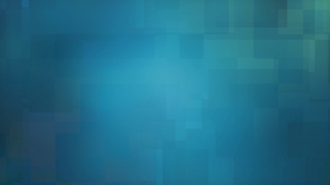 Animazione di sfondo ripetibile con quadrati astratti blu turchese sovrapposti, sfondo digitale con effetto glitch, in stile tecnologico moderno e aziendale.
