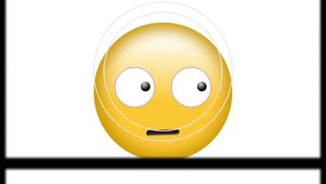 Digital-animation-of-film-reel-effect-over-confused-face-emoji-on-white-background