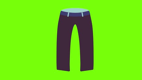 animation of black male trousers on a green screen background