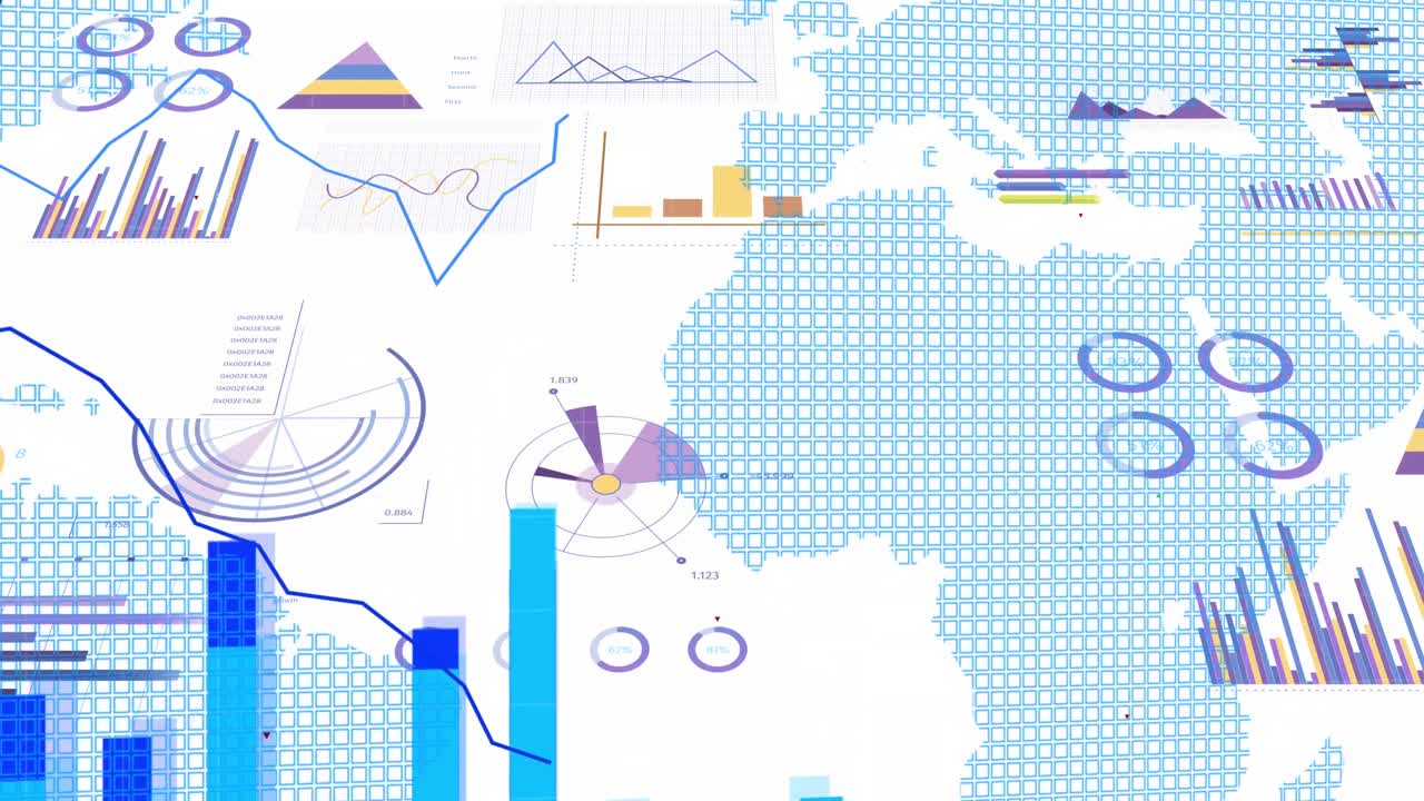 Animation of financial data processing over world map | Premium Stock ...