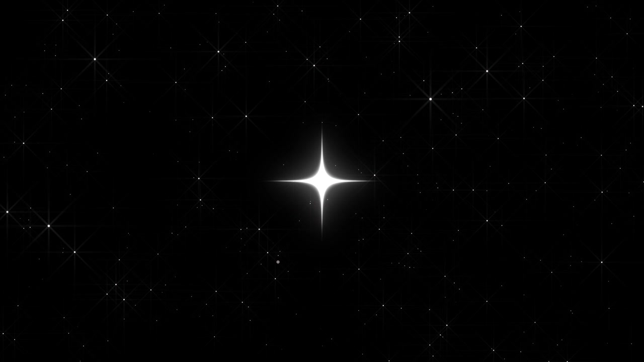 Animazione di stella bianca pulsante su sfondo nero