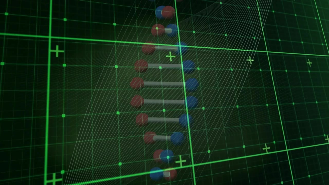 Animation of dna rotating on green background