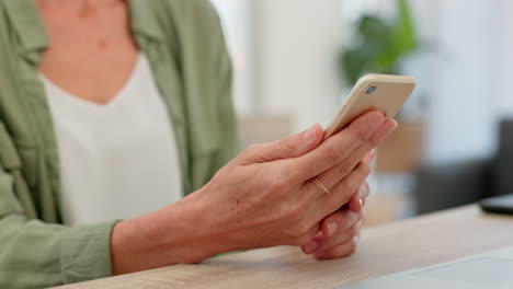 Hands,-phone-and-woman-texting