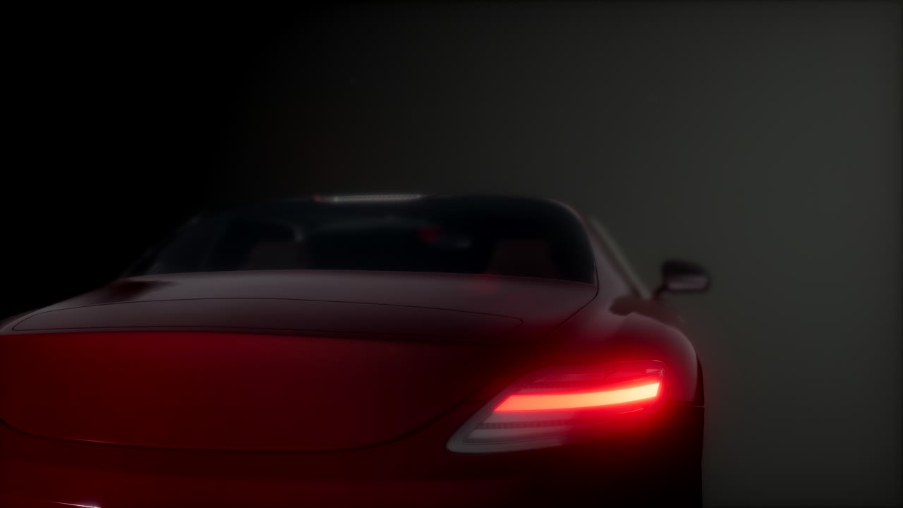 coche deportivo de lujo en un estudio oscuro con luces brillantes