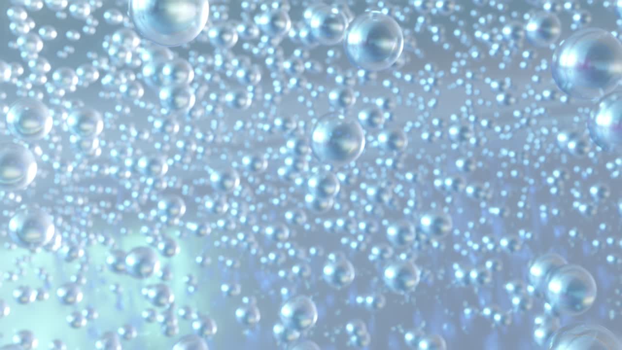 밝은 배경에서 수중 거품 구름을 통해 아름다운 움직임.
