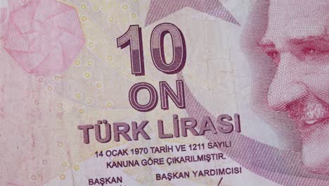 red 10 turkish lira try paper money banknote