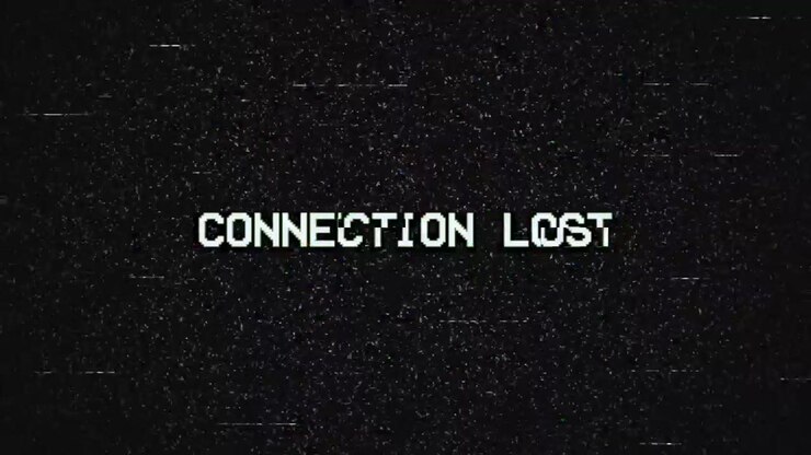 Glitchy Connection Lost Text on Digital Noise Background