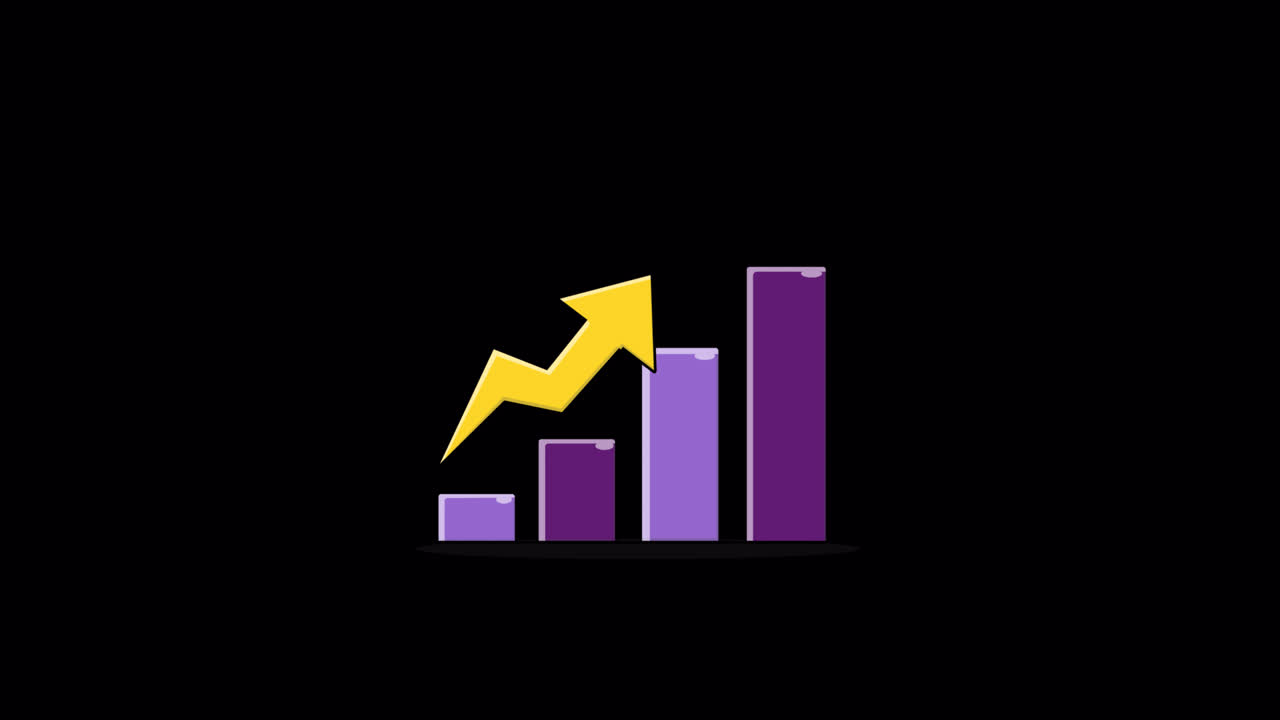 Animated Bar Chart with Upward Arrow Showing Growth