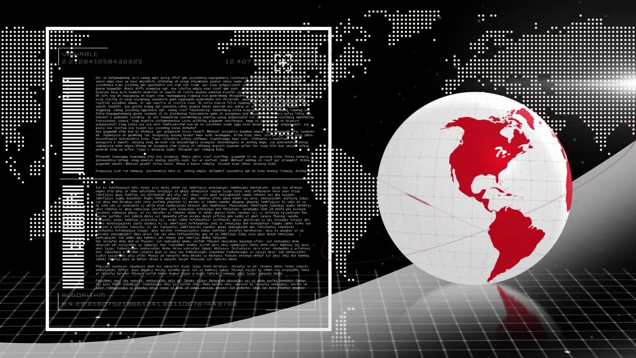 Animation of globe over data processing and globe