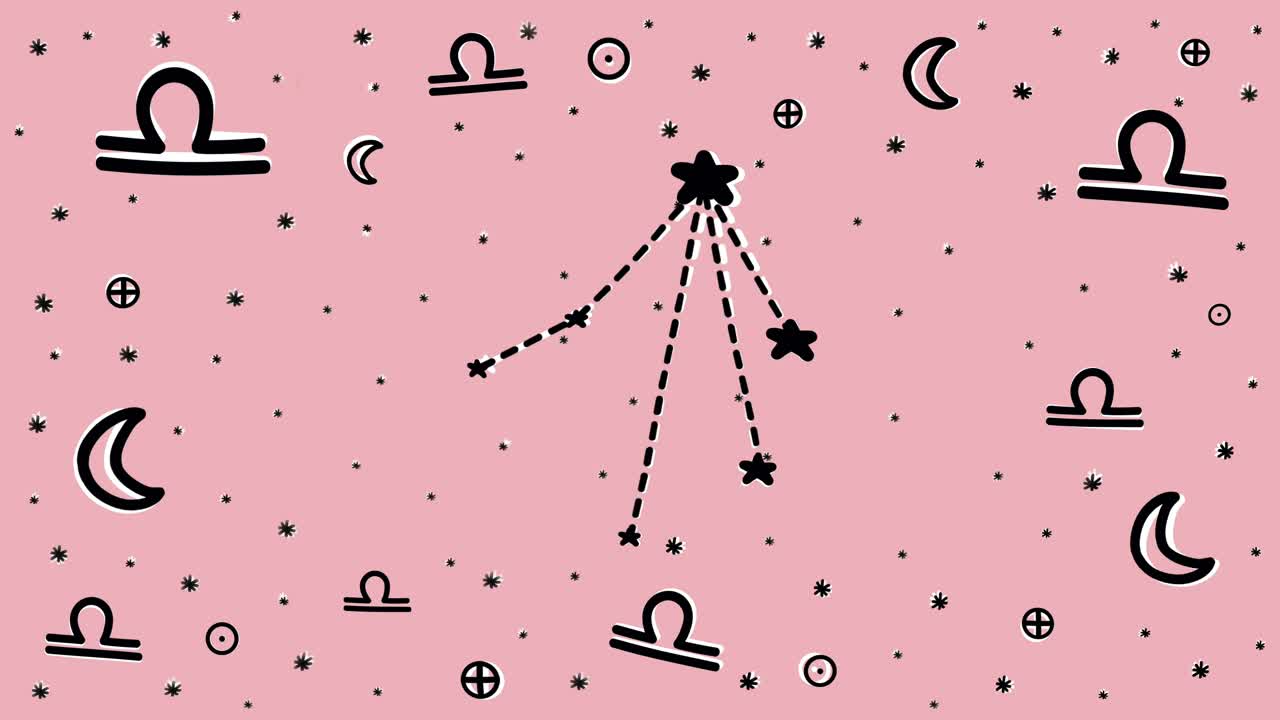 stop motion animación dibujada a mano del símbolo del signo del zodiaco libra y la constelación