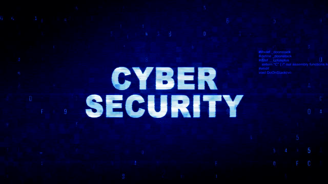 Cyber Security Text Digital Noise Twitch Glitch Distortion Effect Error Animation.