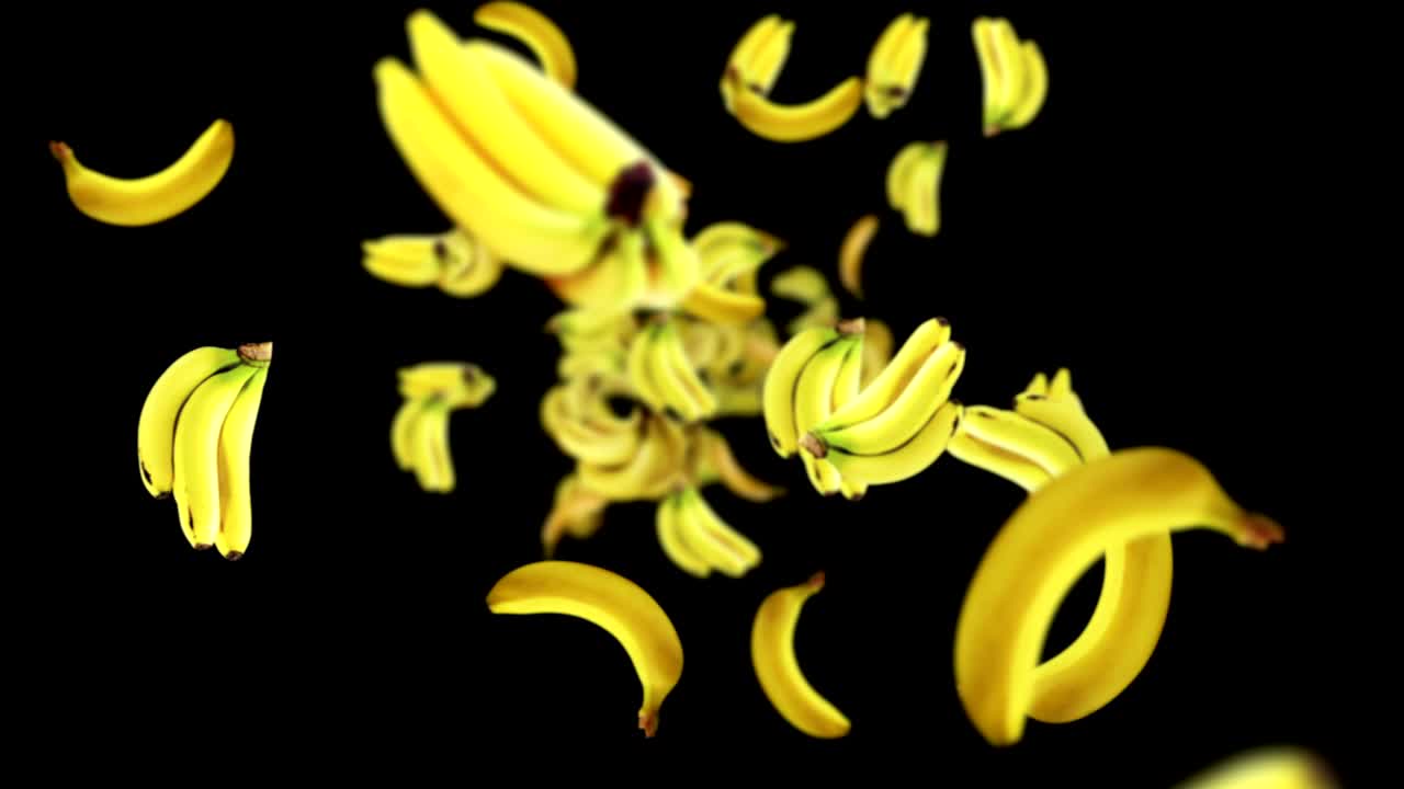 fondo de plátanos que caen, bucle, con el canal alfa