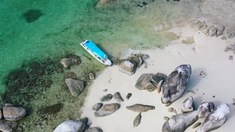 aerial-top-down-of-Indonesian-boat-anchored-on