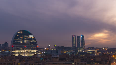 Timelapse-of-sunset-from-Las-Tablas,-Madrid