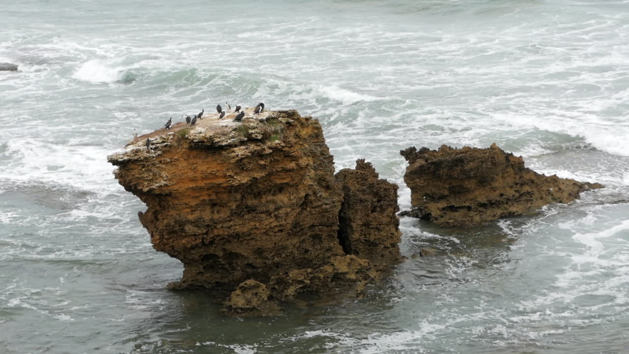 Uma praia costeira australiana com falésias e formações de calcário