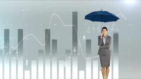 business woman holding up an umbrella