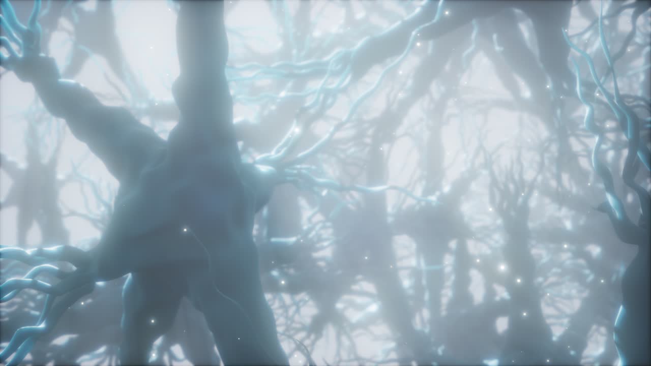 viaje a través de una red de células neuronales dentro del cerebro