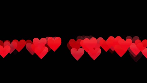 black background with moving hearts