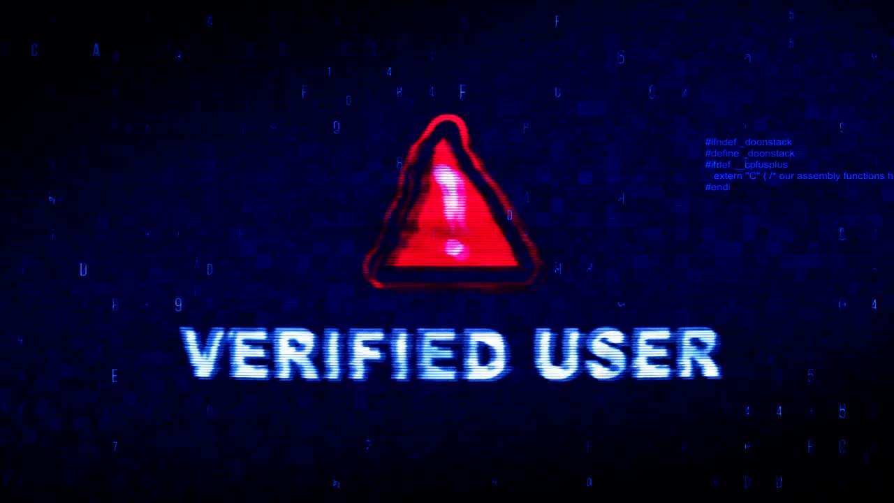 texto de usuario verificado ruido digital contracción glitch distorsión efecto error animación de bucle.
